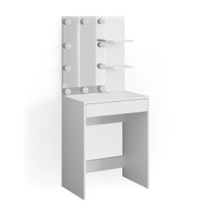 Weißer Vicco Schminktisch Isabelle (60 cm) mit LED-Beleuchtung und Schublade.