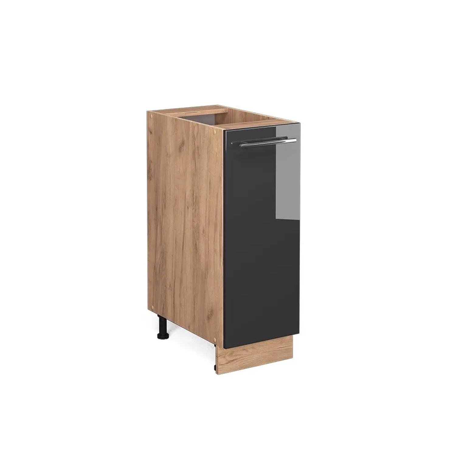 Vicco Apothekerschrank Fame-Line Anthrazit Hochglanz Goldkraft Eiche 30 cm ohne Arbeitsplatte