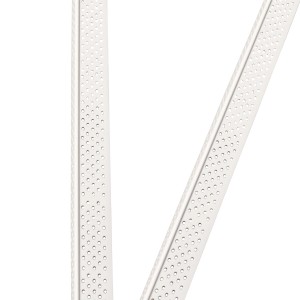 Weißer ProfileXXL Eckwinkel, rund, 2,5m, aus PVC für Trockenbau, mit Lochmuster.