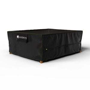 Schwarze Juskys Gartenmöbel Abdeckung CoverSafe Pro 250x210x90 cm für Gartentisch und Outdoor-Möbel.