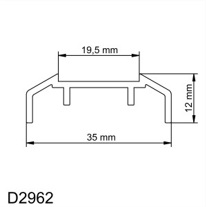 Technische Zeichnung: Schulte Profil für Badewannenaufsätze, Serie Komfort, Chromoptik, Maße eingezeichnet.