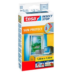 Tesa Fliegengitter mit Sonnenschutz für Fenster, 150x130cm. Blendschutz & UV-beständig.