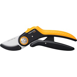 Fiskars Amboss-Gartenschere P741 Plus, orange-schwarz, für trockene Äste bis 24mm Durchmesser.