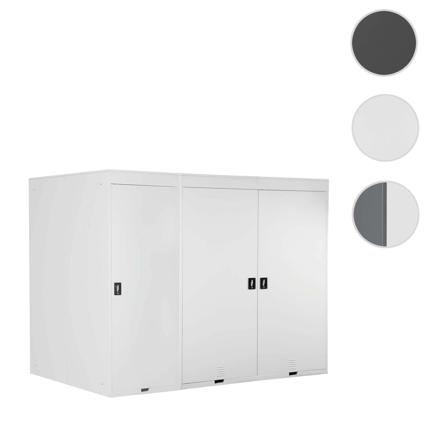 Helle, abschließbare MCW Fahrradgarage H66 für 3 Fahrräder, erweiterbare Metall Fahrradbox.