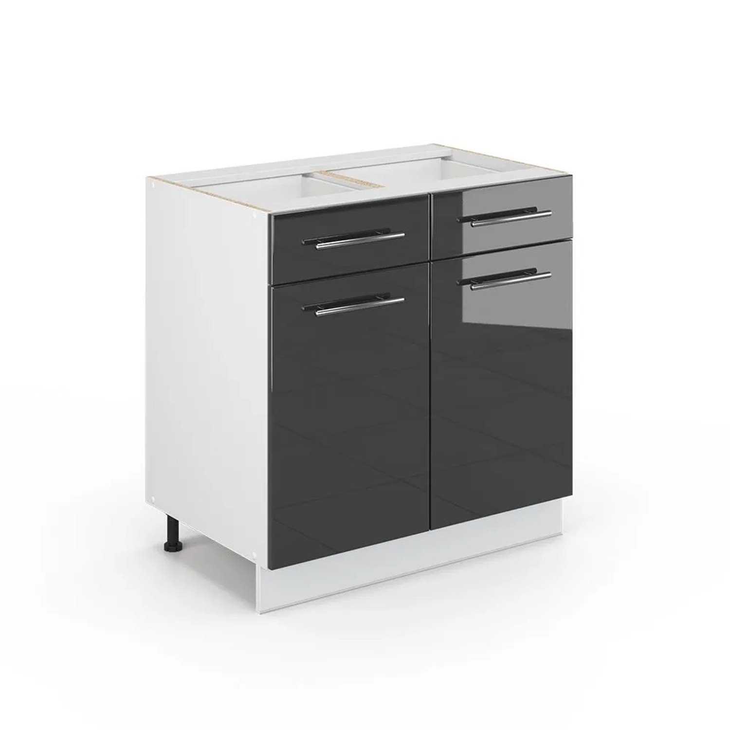 Vicco Badezimmerschrank Fame-Line Anthrazit Hochglanz 80 x 82 ohne Arbeitsplatte