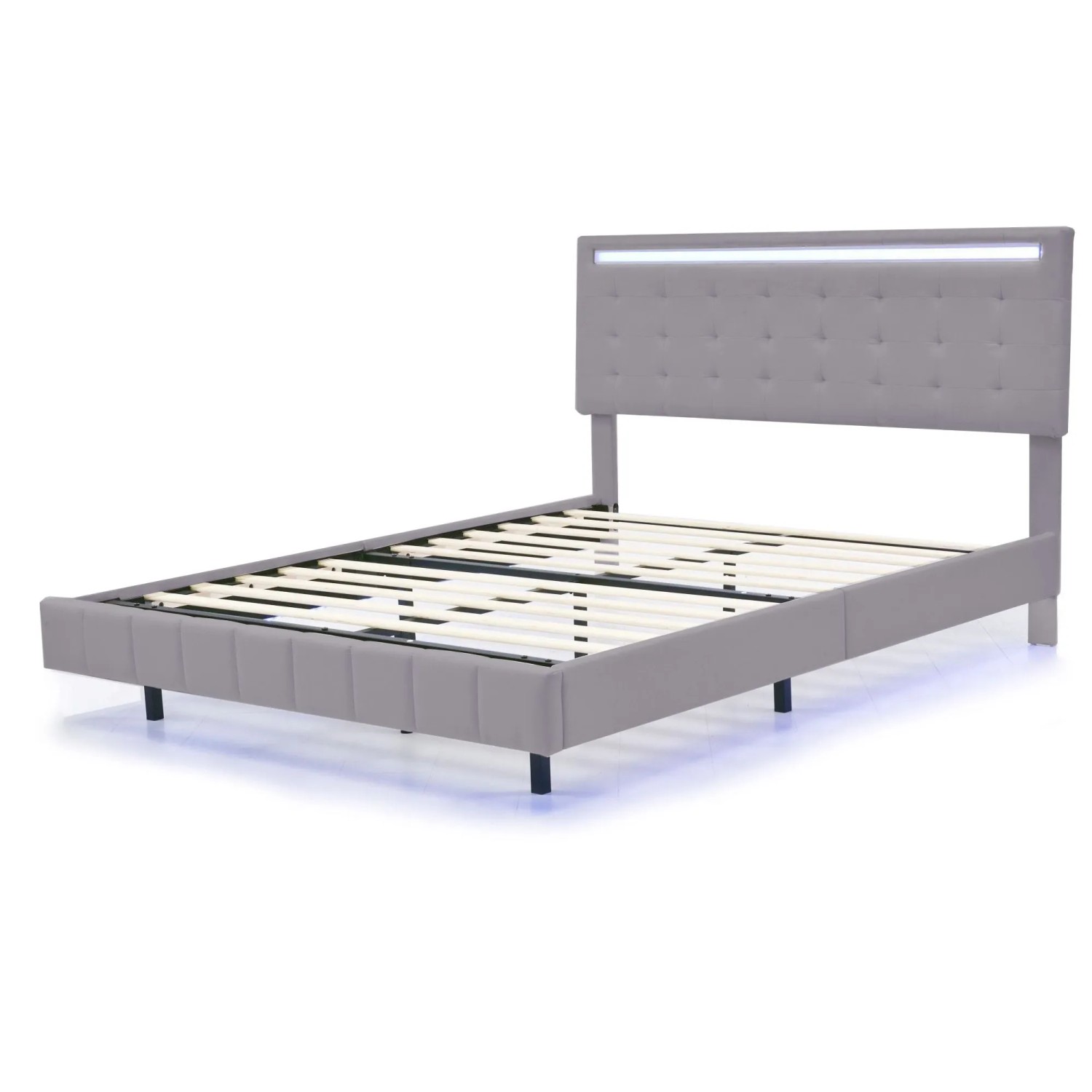 Merax Polsterbett 140x200cm LED Schwebebett Leinen Grau