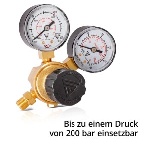 STAHLWERK Mini Druckminderer aus Messing mit zwei Manometern und Regler für Argon, CO2, Schutzgas. Zubehör Schweißgeräte.