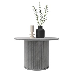 Runder Couchtisch in Beton-Optik Grau, Ø60 cm. Stabiler Wohnzimmertisch mit modernem Design.