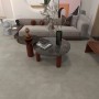Verlegter Decoflooring Vinylboden Pula in Steinoptik, Fliesenmuster, 3,5 mm Klicksystem im Wohnraum.
