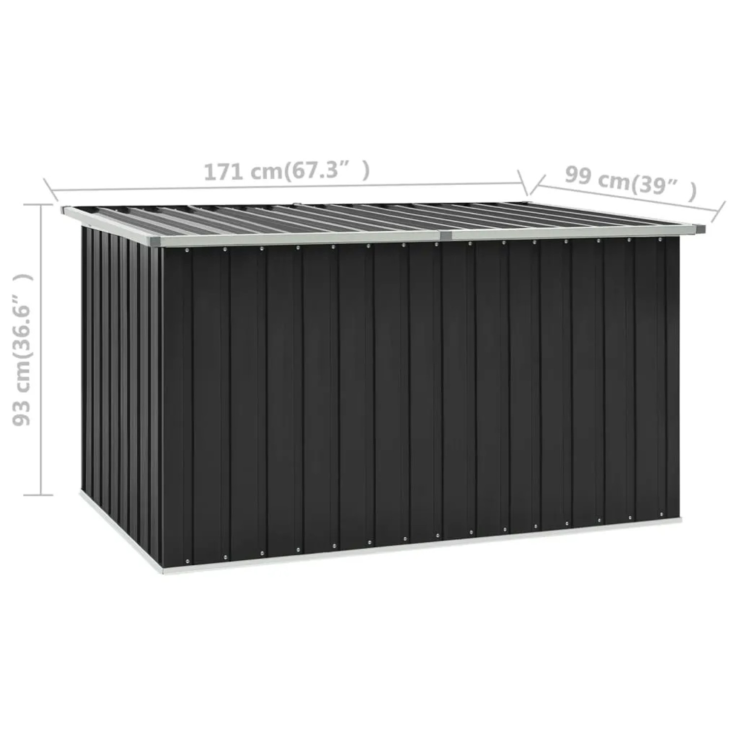 furnicato Gartenbox, anthrazit, 171x99x93 cm. Universalbox aus verzinktem Stahl für Garten und Terrasse.