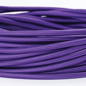 Violettes Orion Lightstyle Textilkabel, 3-adrig als Meterware für Lampen.