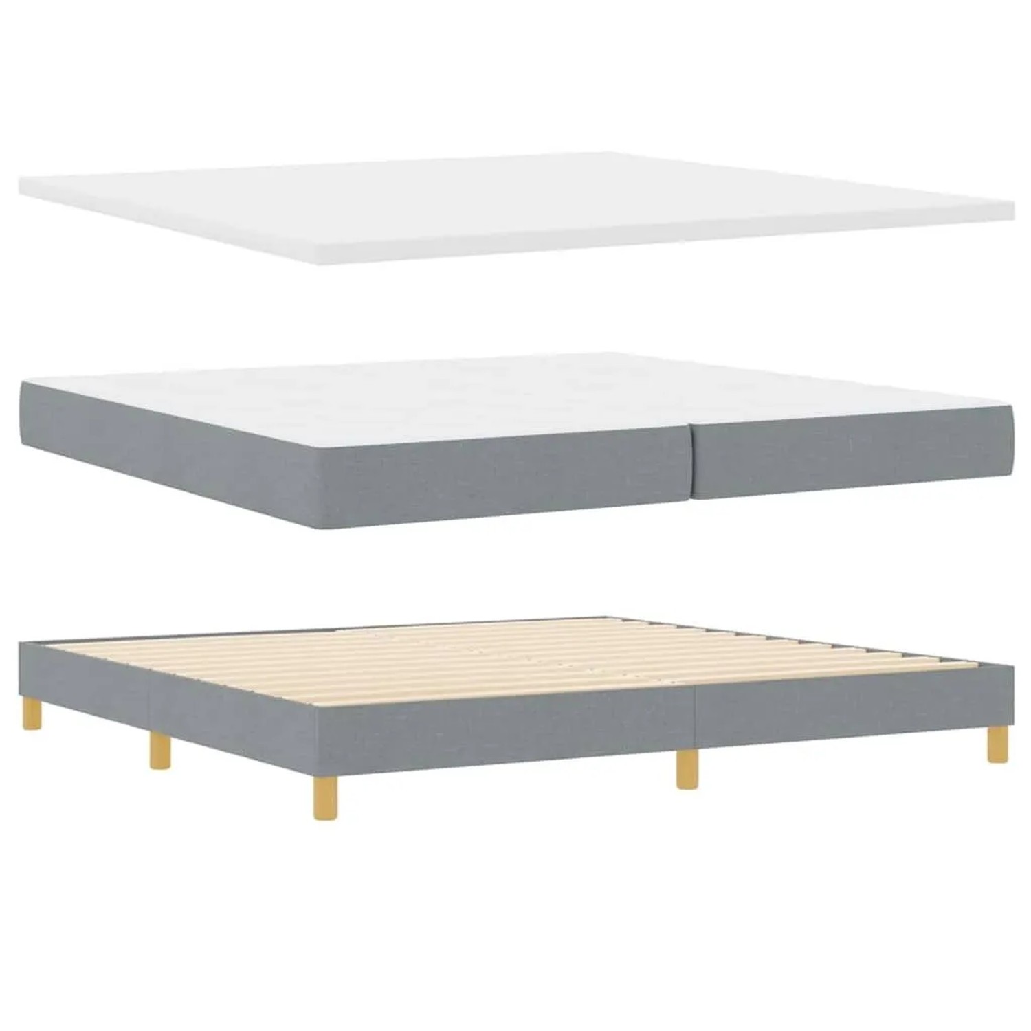 vidaXL Boxspringbett mit Matratze Hellgrau 200 x 200 cm Stoff 3344324