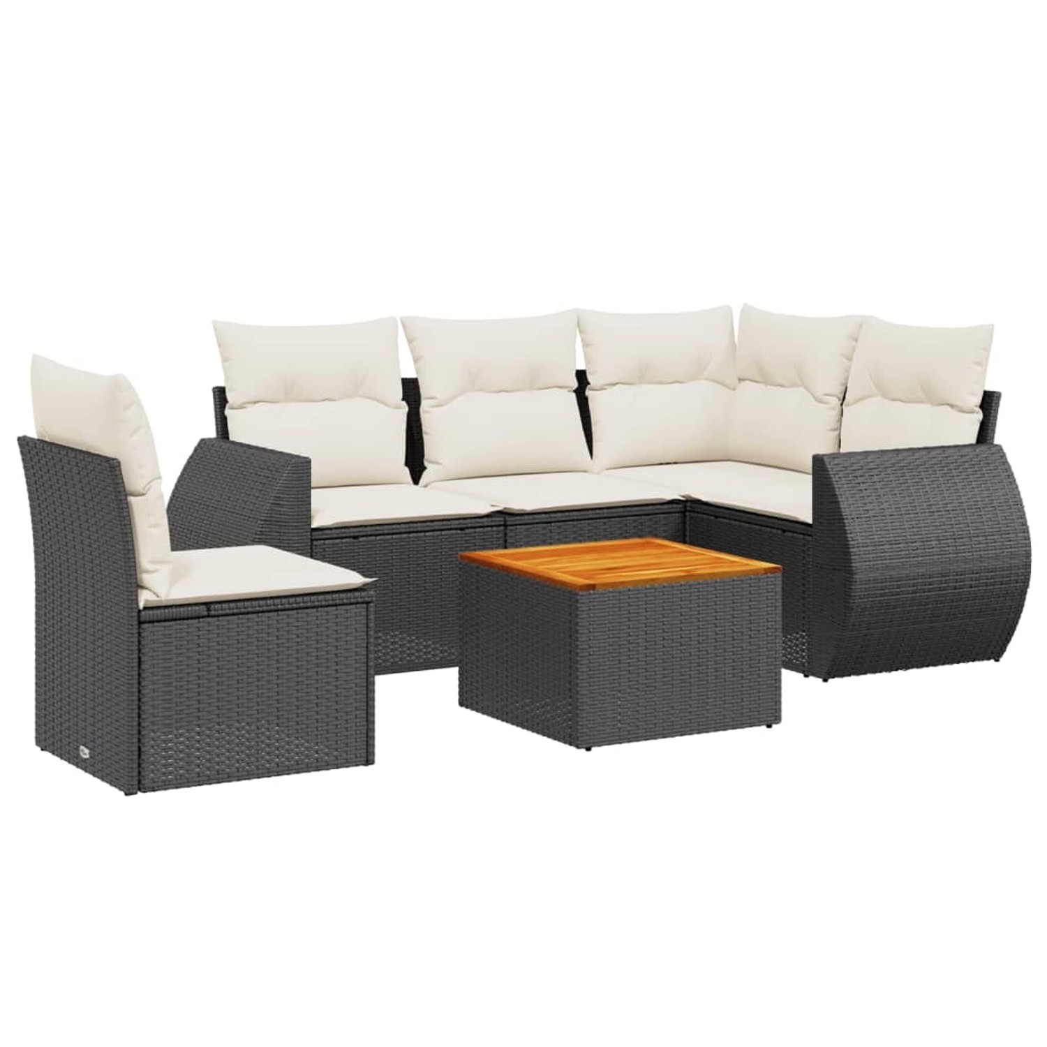 vidaXL 6-Tlg Garten-Sofagarnitur mit Kissen Schwarz Poly Rattan 3225006 günstig online kaufen