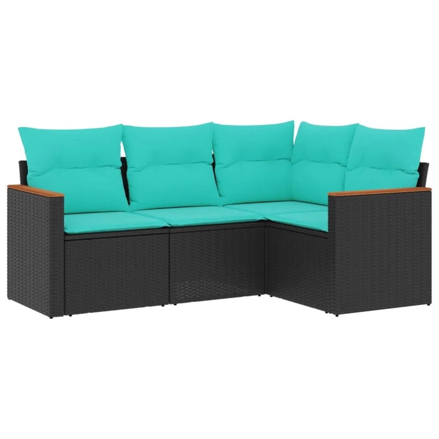 vidaXL 4-Tlg Gartensofa-Set mit Kissen Schwarz Polyrattan 3225931 günstig online kaufen