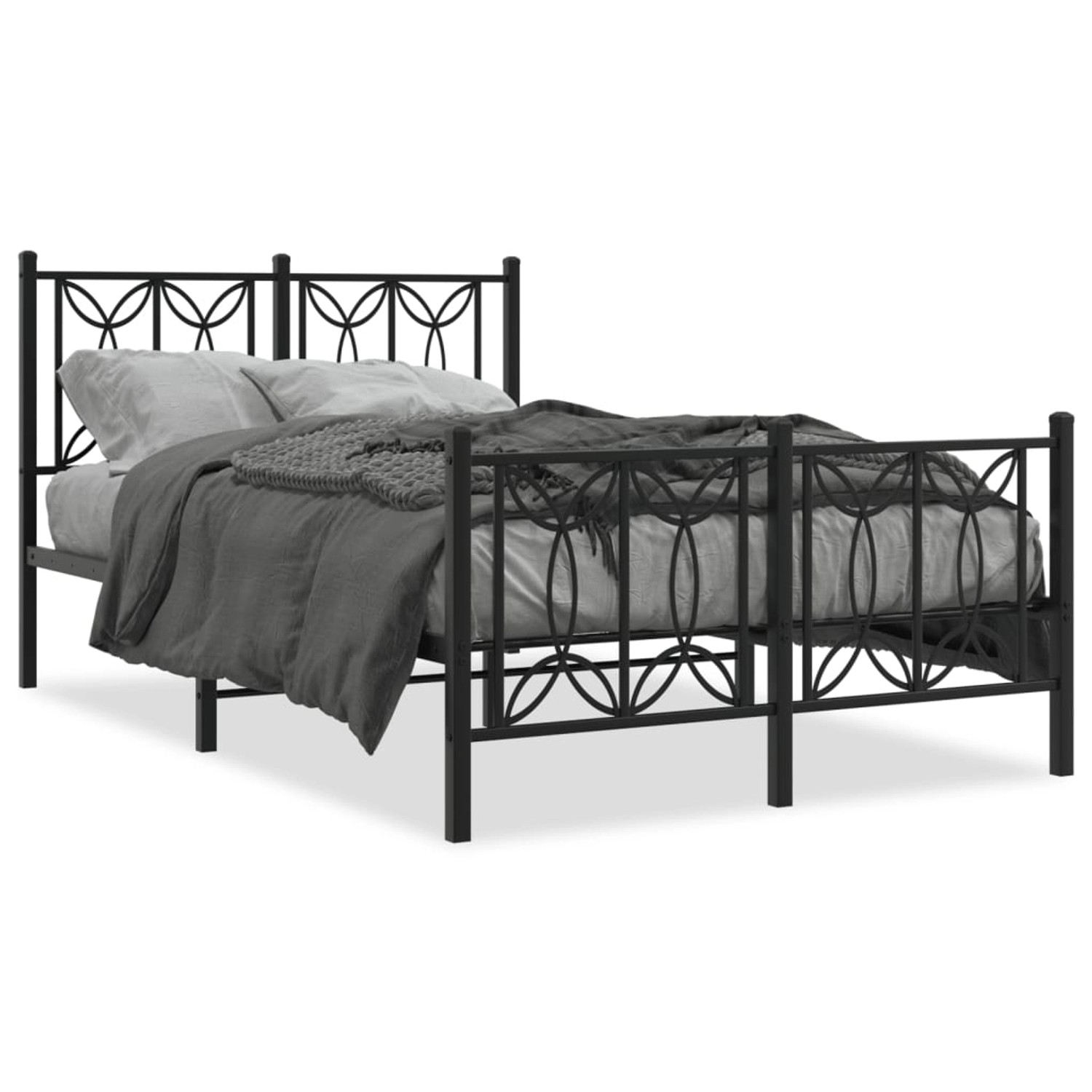 vidaXL Bettgestell mit Kopf- und Fußteil Metall Schwarz 120x190 cm 376143 günstig online kaufen