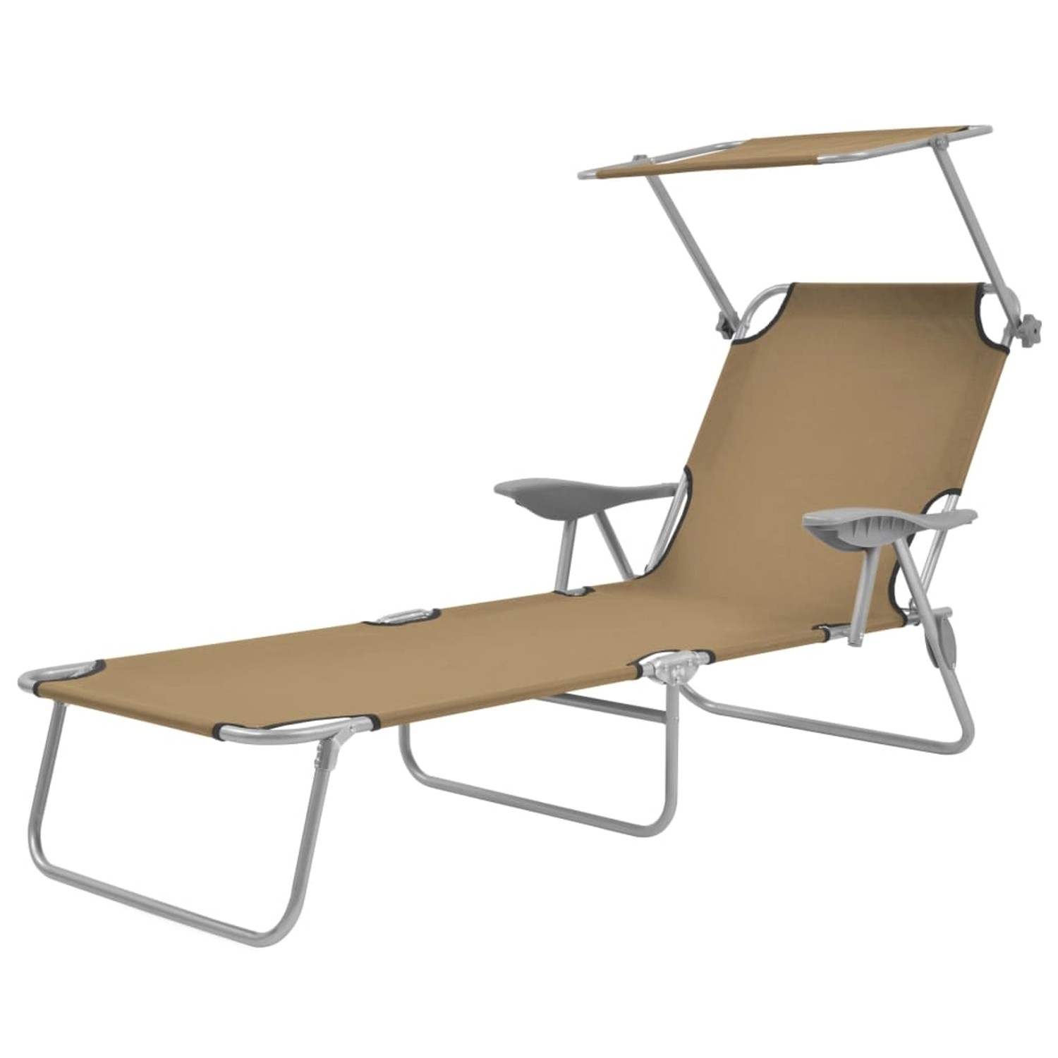 vidaXL Sonnenliege Klappbar mit Sonnenschutz Stahl Taupe 44297
