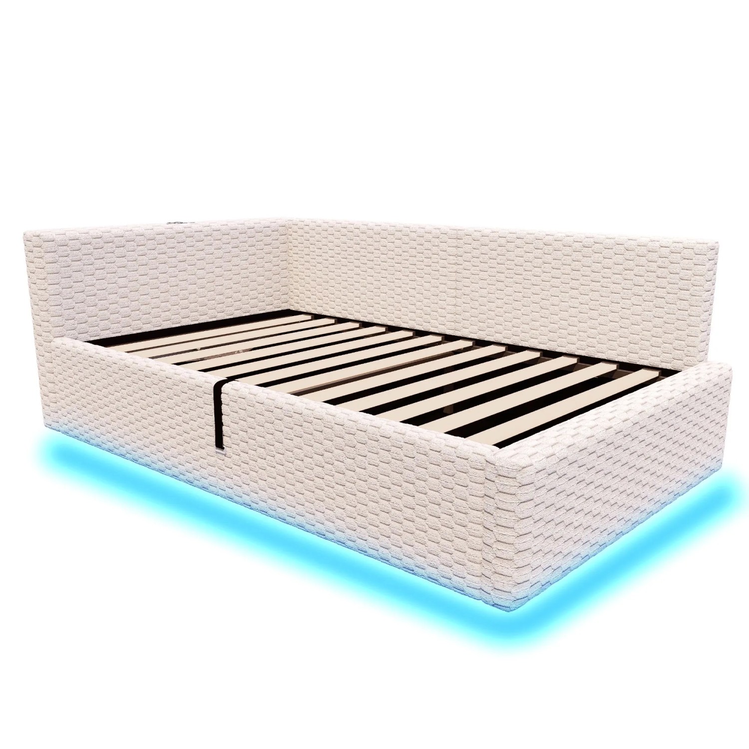 Merax Polsterbett 90x200cm LED USB Hydraulik Beige