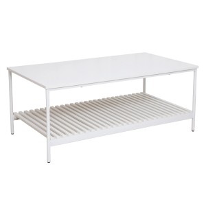 Weißer Svita Amal Couchtisch mit Ablagefach, rechteckig, aus Holz, für das Wohnzimmer.