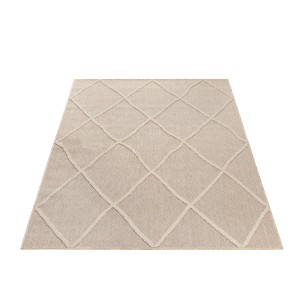 Beiger Ayyildiz In- und Outdoor-Teppich Patara mit Rautenmuster, 120x170 cm.