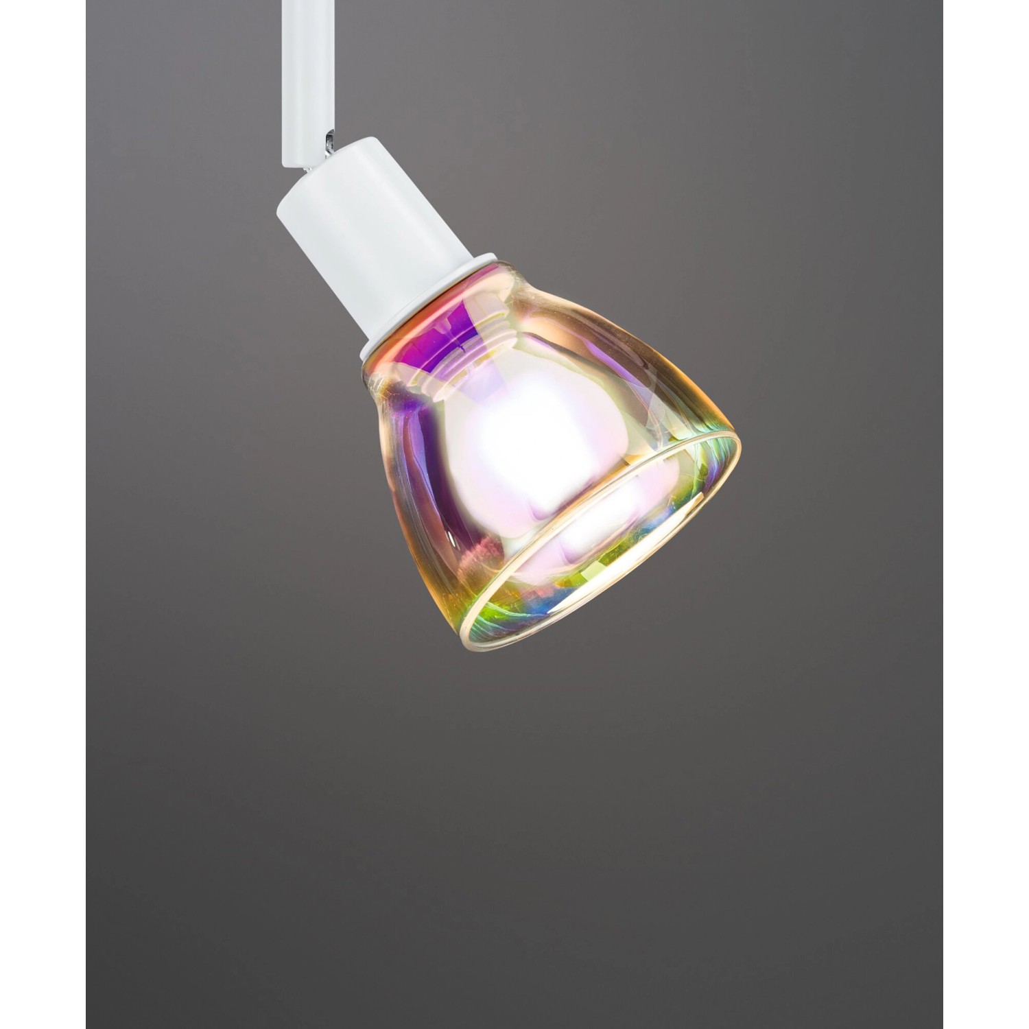 Paulmann URail Schienenspot Basic, signalweiß mit irisierendem Glasschirm. LED-Schienensystem für flexible Beleuchtung.