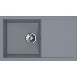 Miló Einbauspüle Blissano 76 Grau aus Granitverbundstoff, eckiges Design mit Abtropffläche.
