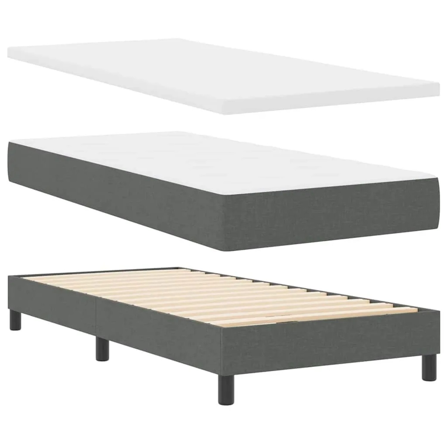 vidaXL Boxspringbett mit Matratze Dunkelgrau 100 x 200 cm Stoff 3340011 günstig online kaufen