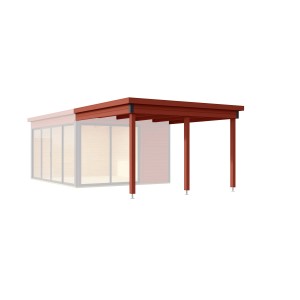 Lasita Maja Dachverlängerung Domeo 3/4, schwedenrot, 300x322 cm. Gartenhaus Zubehör.