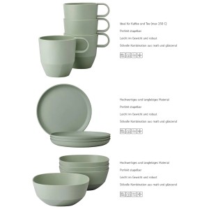 Mepal Silueta Frühstücks-Set, 12-teilig, Vivid Mauve: Becher, Teller und Schalen.