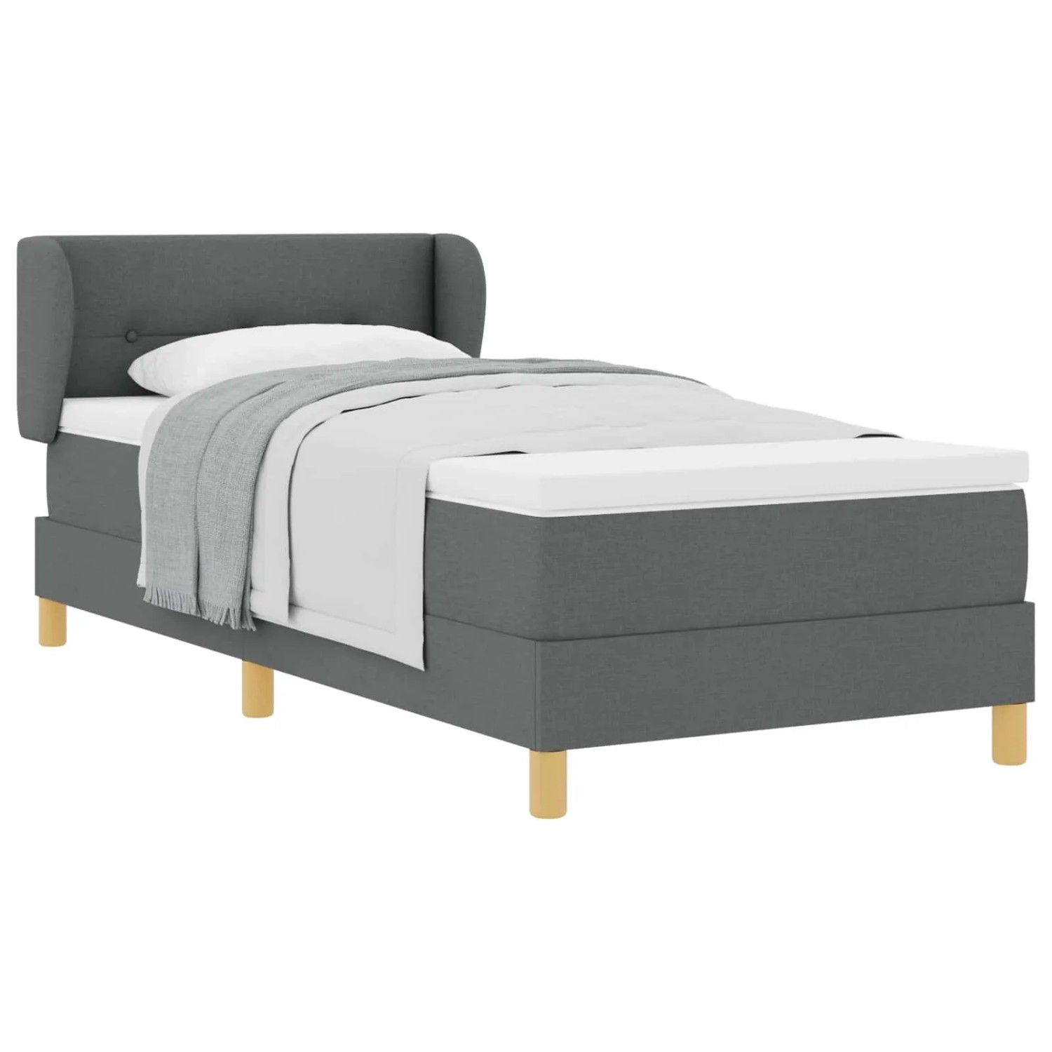 vidaXL Boxspringbett mit Matratze Dunkelgrau 80 x 200 cm Stoff 3340179