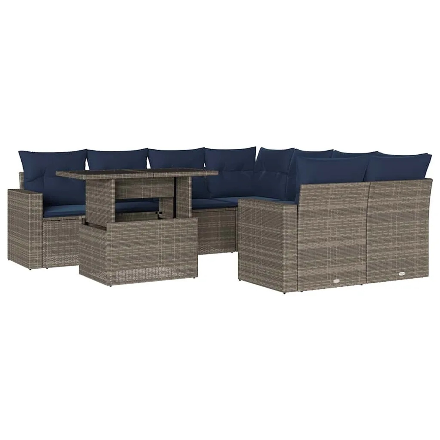 vidaXL 9-Tlg Gartensofa-Set mit Kissen Grau Polyrattan 3267171 günstig online kaufen