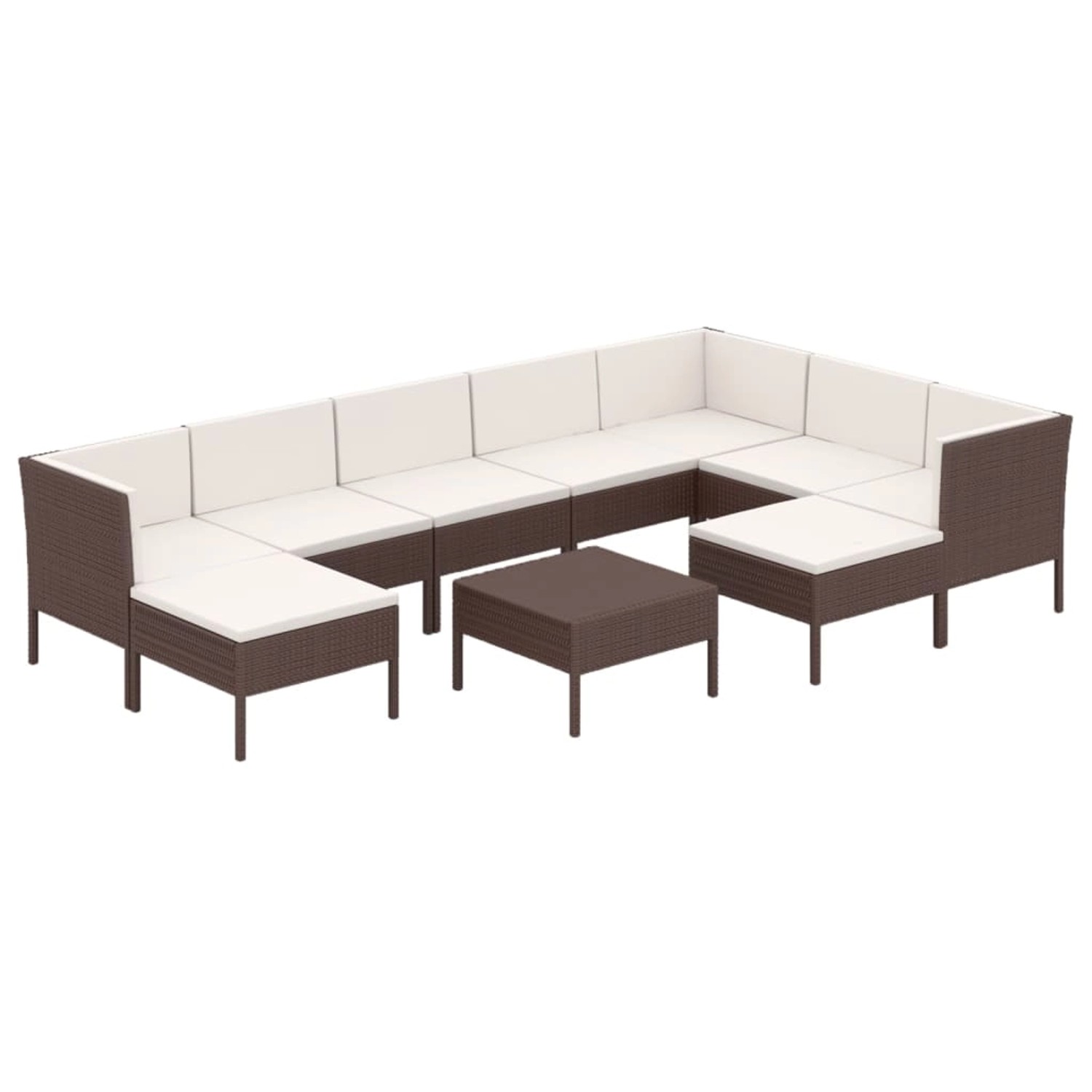 vidaXL 10-tlg Garten-Lounge-Set mit Auflagen Poly Rattan Braun Modell 13 günstig online kaufen