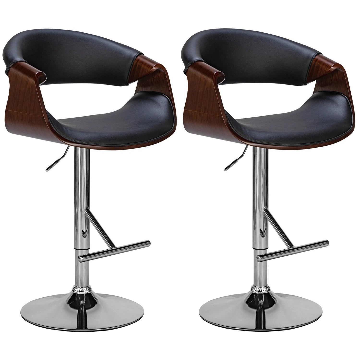 CLP 2er Set Barhocker Foley Kunstleder Walnuss/Schwarz