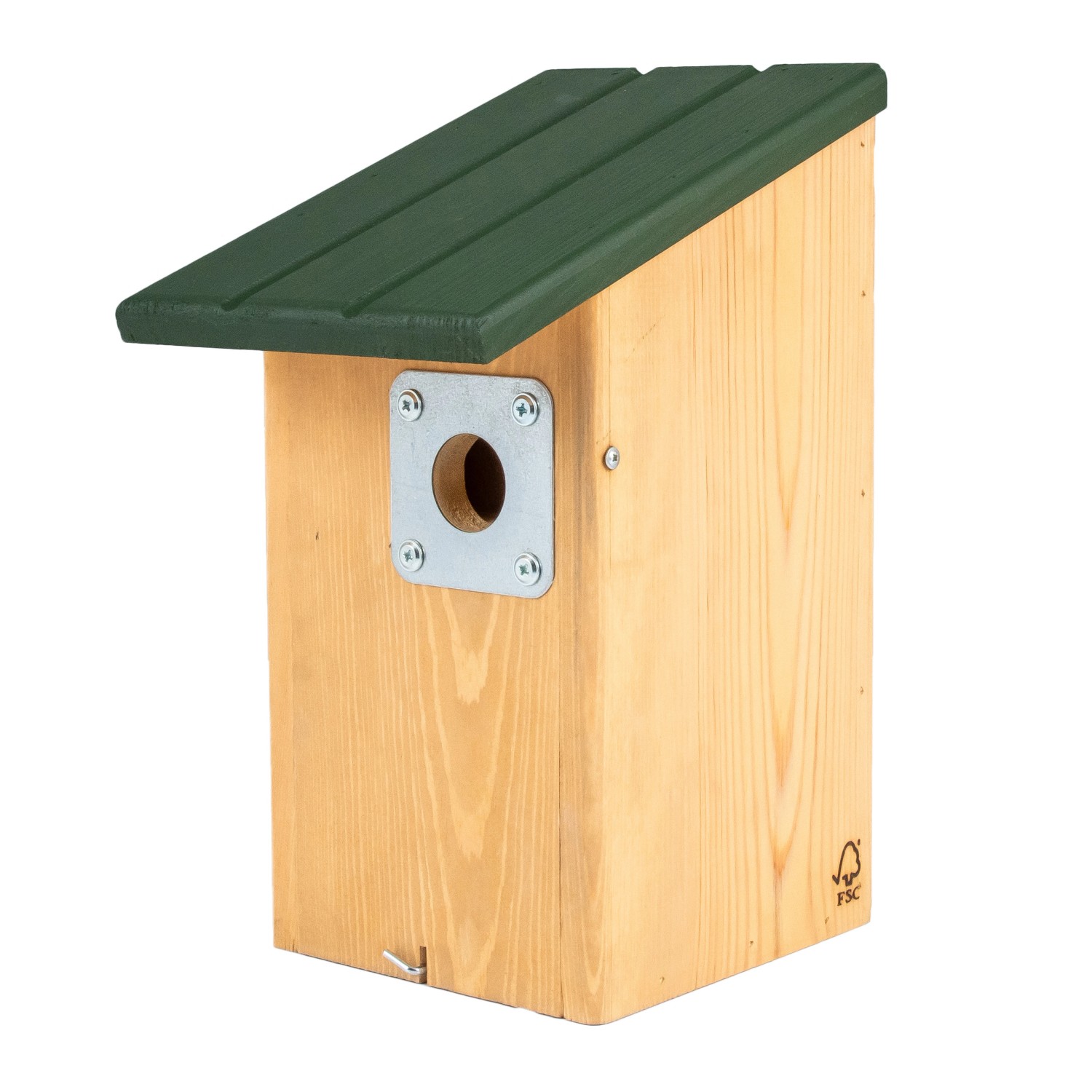 CJ Wildlife Nistkasten Seattle mit Raubtierschutz, Holzkasten mit grünem Dach und Metalleinfassung.