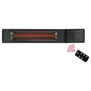 Schwarzer Infrarot Heizstrahler 2000W mit Fernbedienung für Wand- oder Deckenmontage.