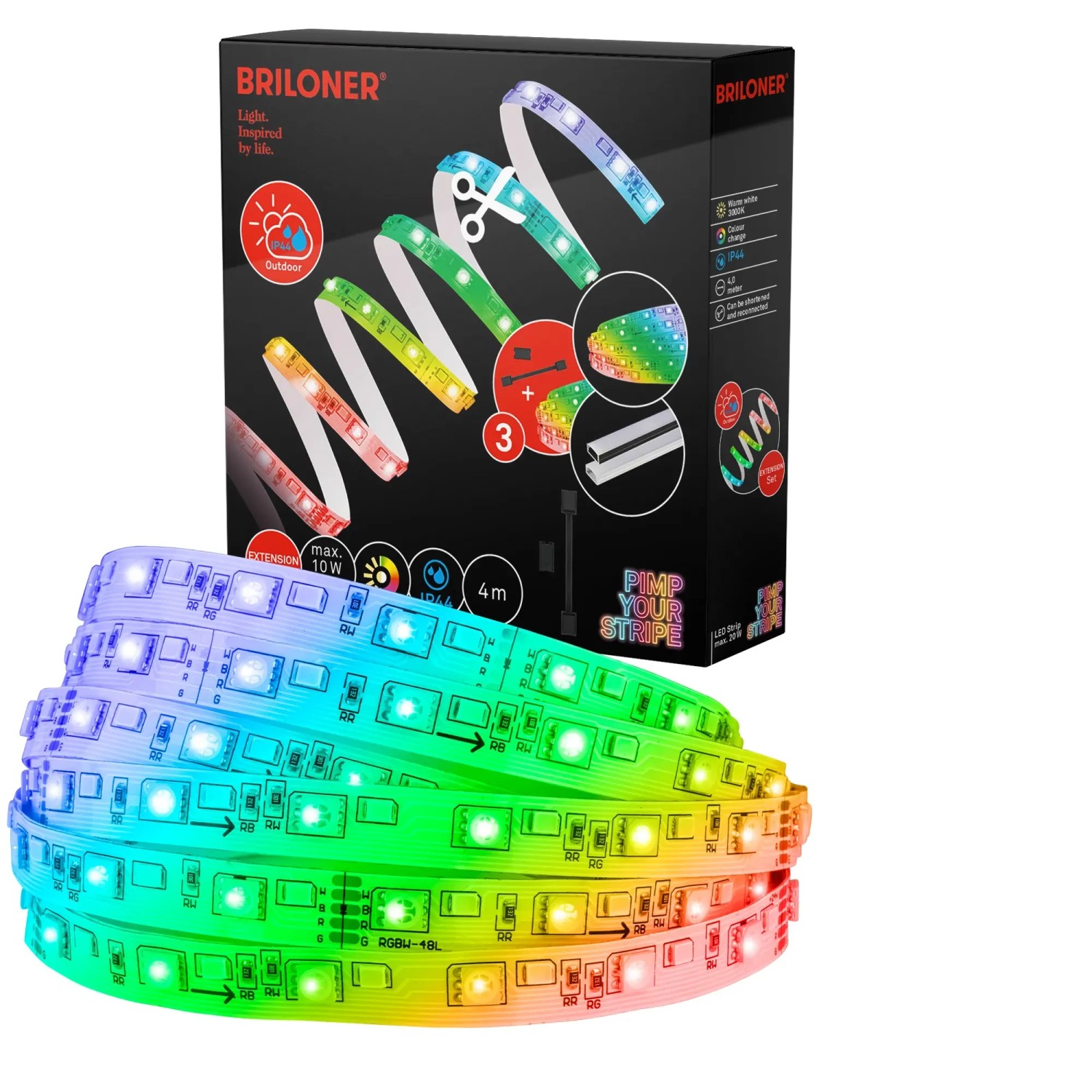 Briloner Pimp your Stripe LED-Band Erweiterungs-Set RGB/W IP44 4 m