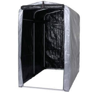 Silberne MCW Fahrradgarage N61 201x121x201cm zum Schutz vor Wind und Wetter.