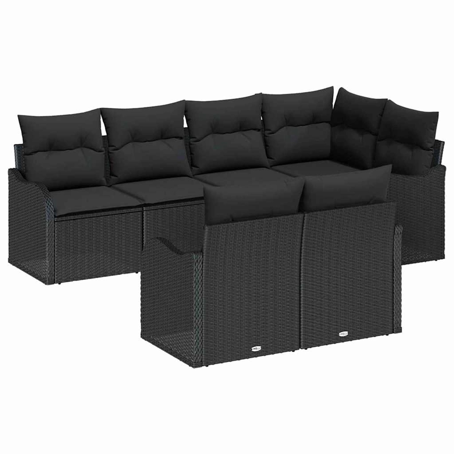 vidaXL Garten-Sofa-Set mit Kissen 7-Tlg Schwarz Poly Rattan 3354412 günstig online kaufen