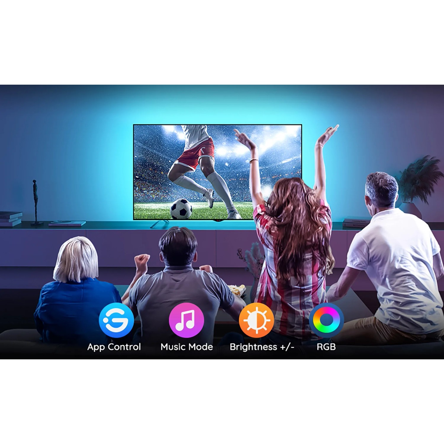 Govee TV-LED-Hintergrundbeleuchtung H6179: LED-Streifen mit RGB-Farbwechsel für TV-Hintergrund.