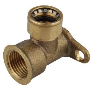 Messing Wandscheibe 15 mm x 1/2 IG mit Muffe zur Wandbefestigung von Armaturen.