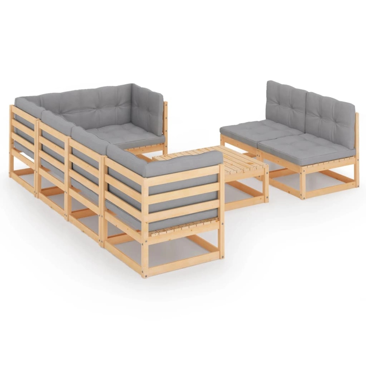 vidaXL 8-Tlg Garten-Lounge-Set mit Kissen Massivholz Kiefer 3076659