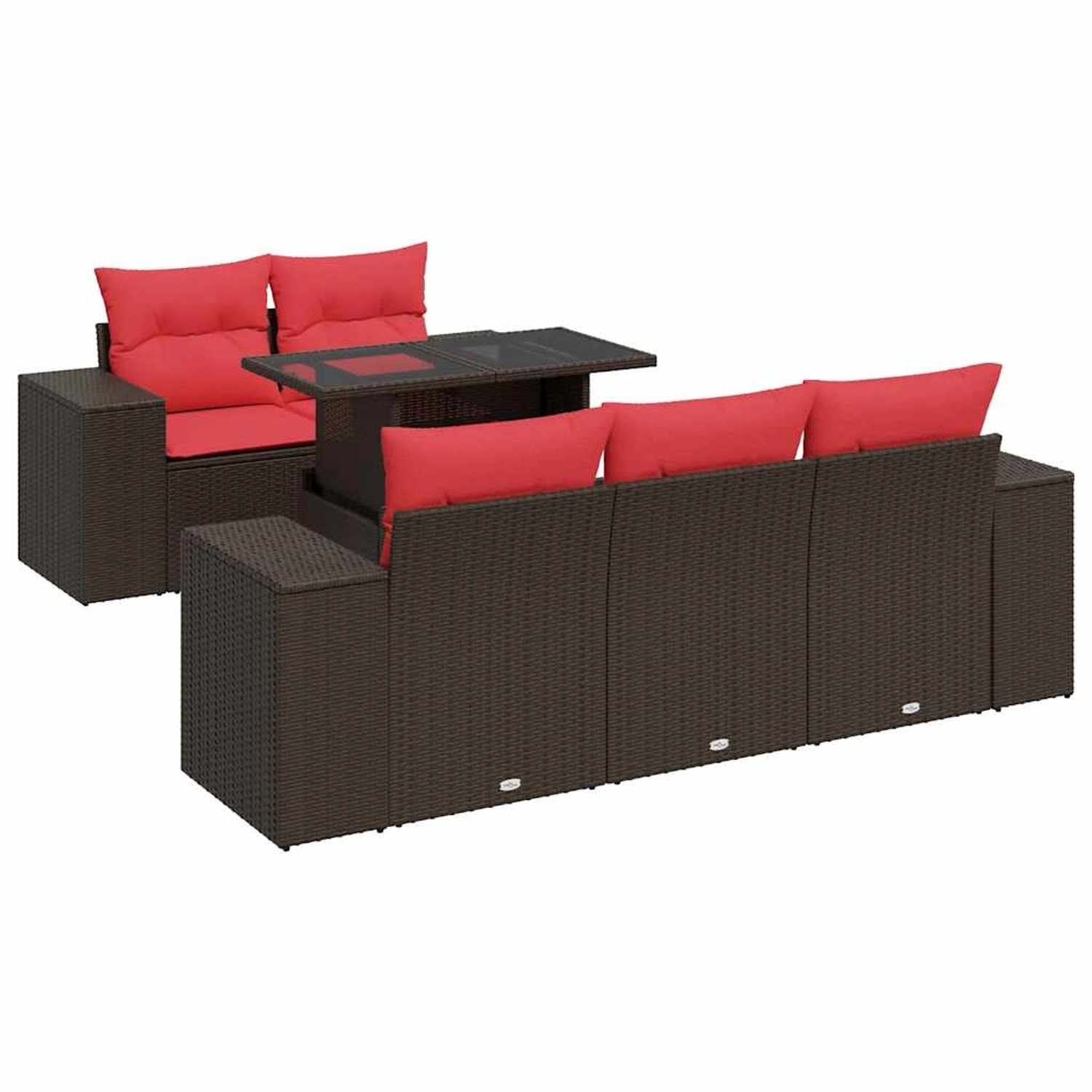 vidaXL 6-Tlg Garten-Sofagarnitur mit Kissen Braun Poly Rattan Akazie 332673 günstig online kaufen