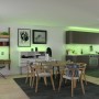 Wohnraum mit Paulmann SimpLED LED Streifen als indirekte Beleuchtung in Grün.