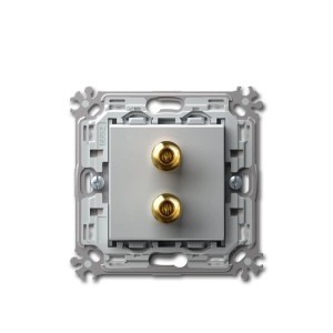 TEM MODUL PLUS 2-Fach Lautsprecher Steckdose Silber UP