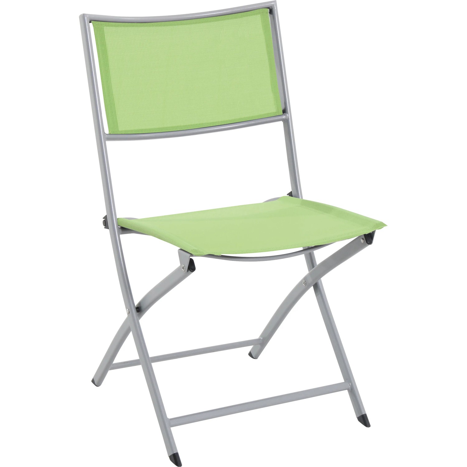 Grüner Klappstuhl Suriname ohne Armlehnen, Stahlrahmen und Textilbespannung.