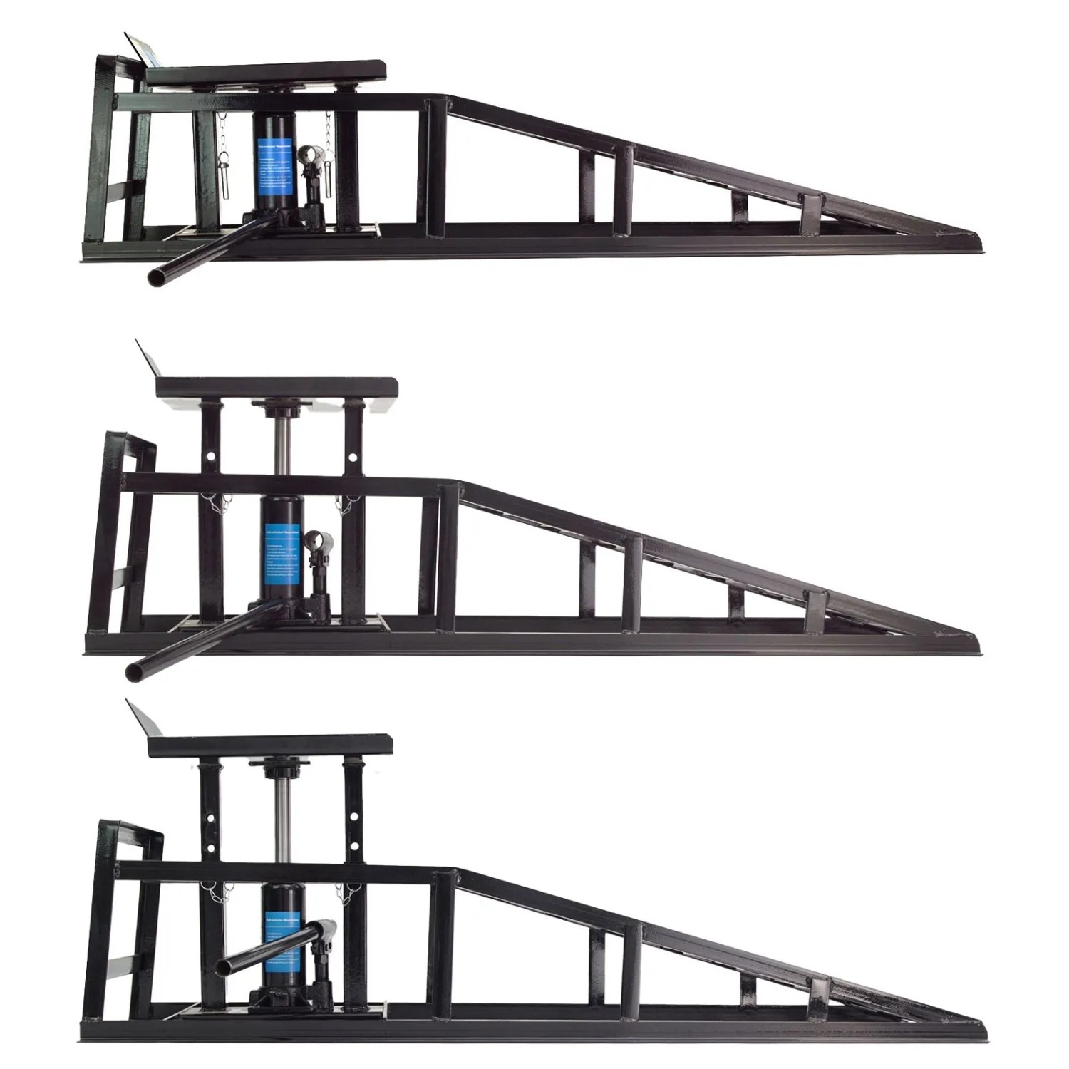 2er Set TRUTZHOLM hydraulische Auffahrböcke, höhenverstellbare KfZ-Rampen aus Stahl.