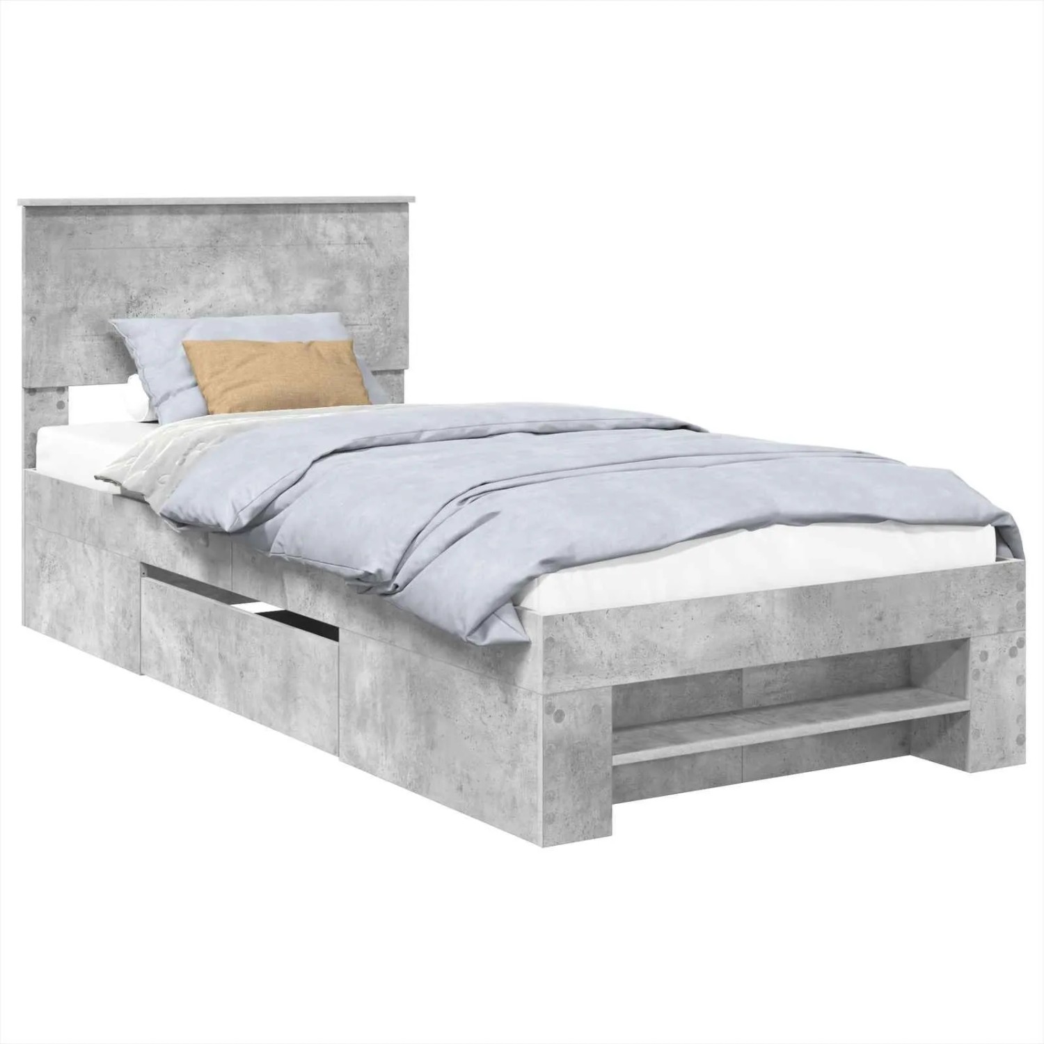 vidaXL Bettrahmen mit Kopfteil Beton Grau 100 x 200 m Holzwerkstoff 3408791