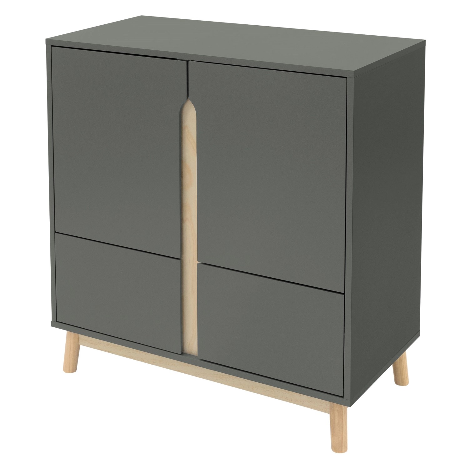 ML-Design Sideboard 80x40x86 cm Grün-Natur Kommode mit 4 Türen Kiefernholzf günstig online kaufen