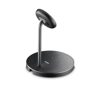 Hama Qi2 kabellose Ladestation Stand 15W in Anthrazit. Induktives Schnellladen für Smartphones, mit Metallgehäuse und USB-C.