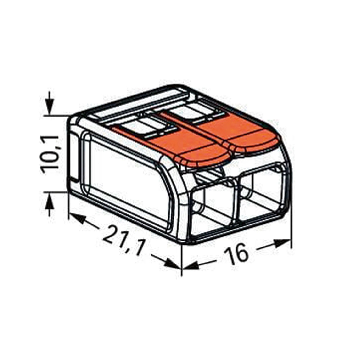 Wago Hebelklemme 221-612, 2-polig, für Leiter von 0,5-6 mm², 5er-Pack.
