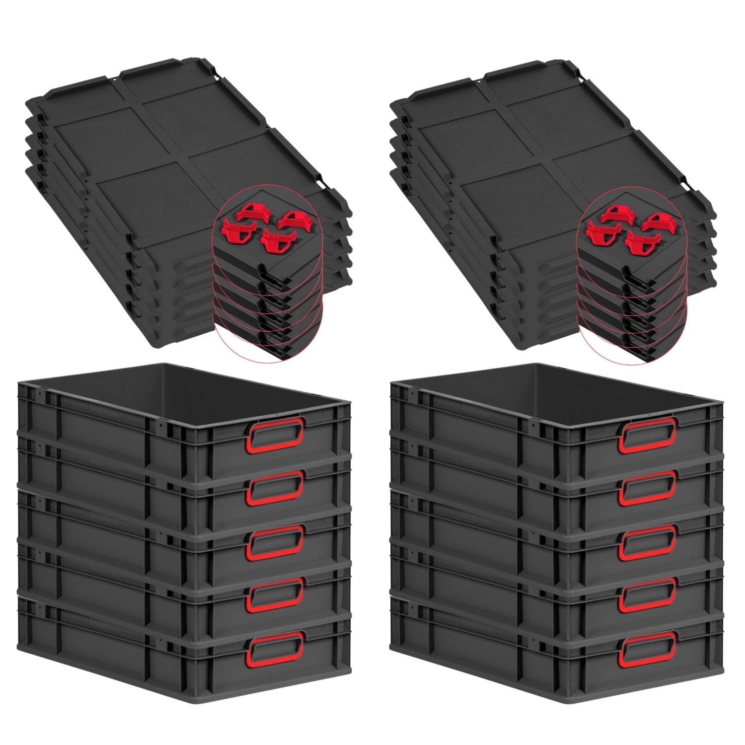 PROREGAL SparSet 10x Eurobox Nextgen Color Mit Auflagedeckel HxBxT 12x40x60 günstig online kaufen